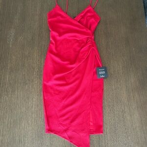 Lulu's Vibrant Red Asymmetrical Dress